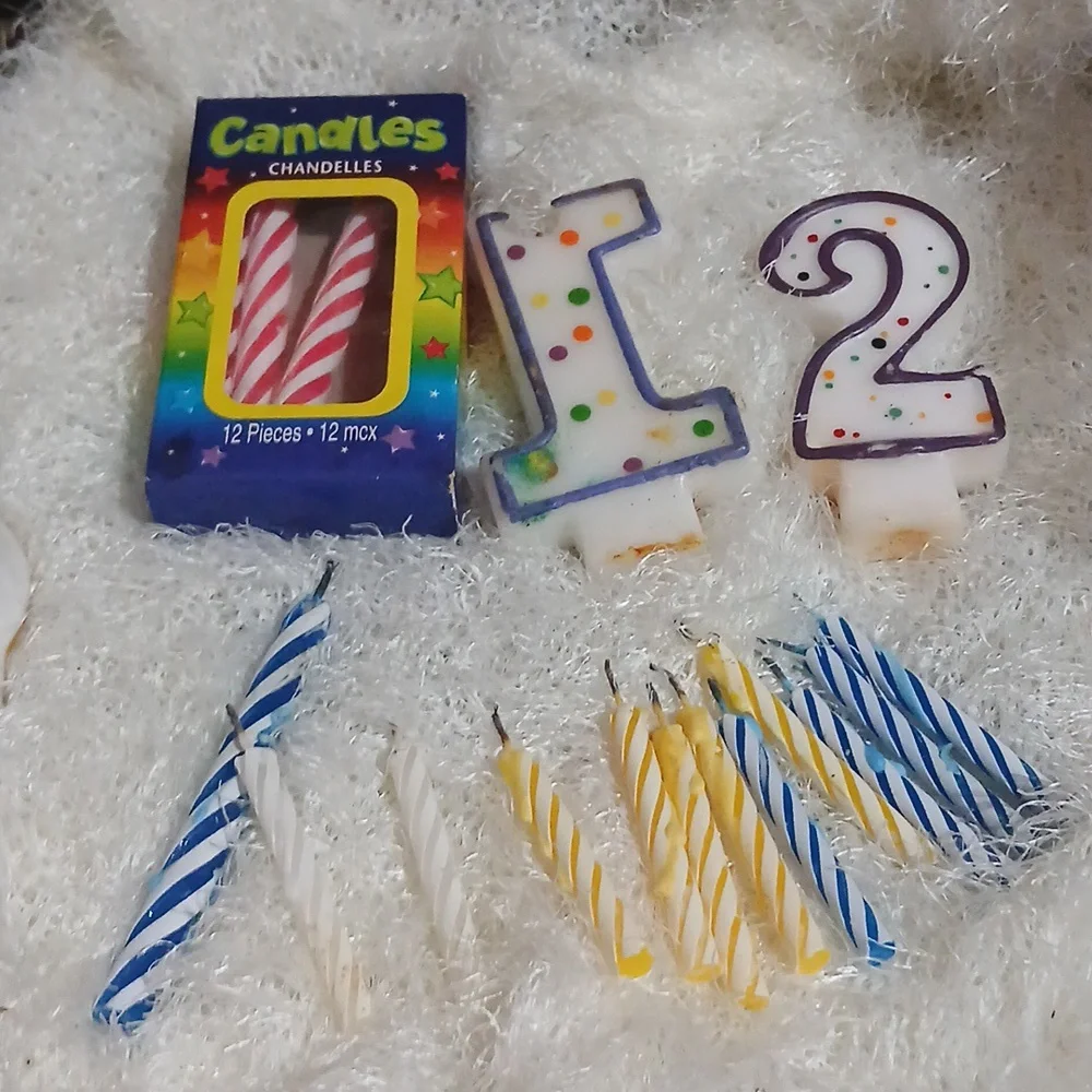 Colorful Birthday Candle Set with Number 1 and 2